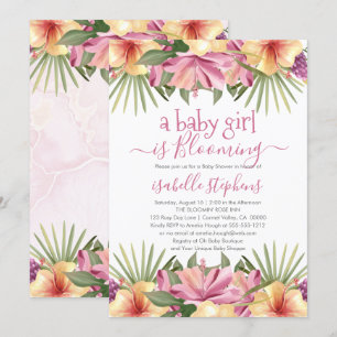 Invitation Une Petite Fille Fleurit Un Baby shower Floral Ros