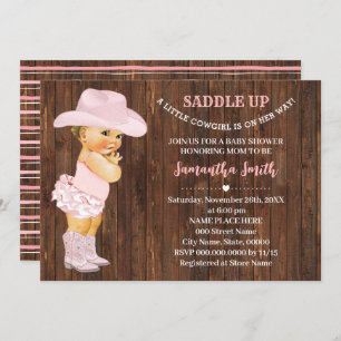 Invitation Une petite fille sur son chemin Baby shower rose e