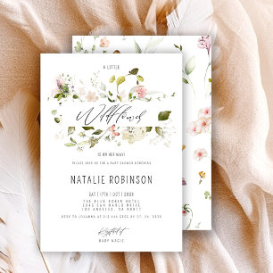 Invitation Une petite fleur sauvage est en route Fête prénata