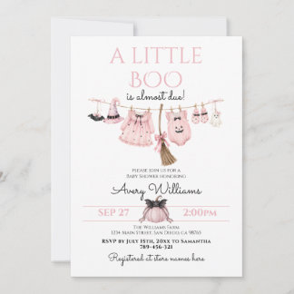 Invitation Une petite Halloween bébé fille rose Baby Shower