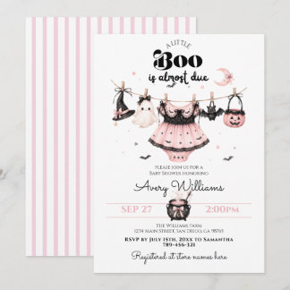 Invitation Une petite Halloween bébé fille rose Baby Shower