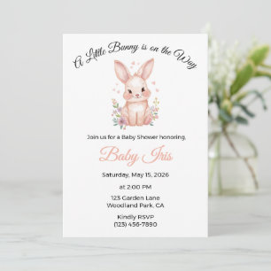 Invitation Une petite lapine est en route Fille rose Baby Sho