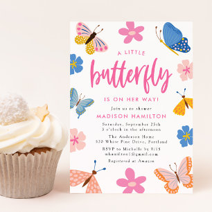 Invitation Une petite papillon est en route Baby Shower