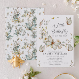 Invitation Une petite papillon est en route Fête prénatale