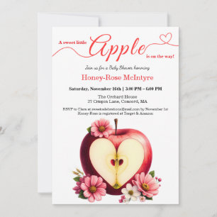 Invitation Une petite pomme arrive Baby Shower d'automne