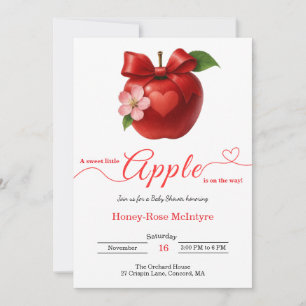 Invitation Une petite pomme est en route   Baby Shower d'auto