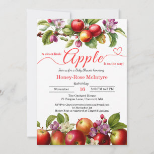 Invitation Une petite pomme est en route Baby Shower d'auto
