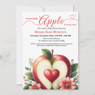 Invitation Une petite pomme est en route   Baby Shower d'auto