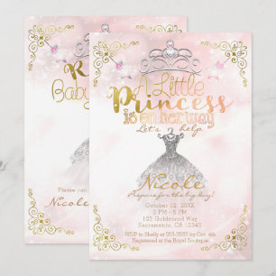 Invitation Une petite princesse est en route Fête de bébé ros