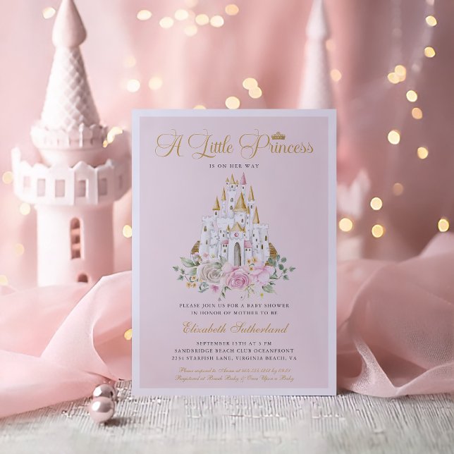 Invitation Une petite princesse est sur son chemin Baby showe (A Little Princess is on Her Way - Girl Baby Shower Invitation)