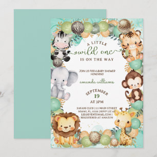 Invitation Une petite sauterie bébé animal de safari sauvage 