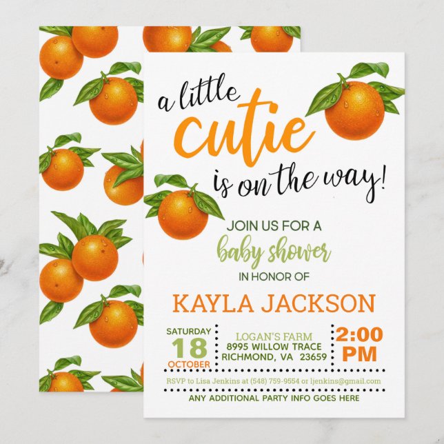Invitation Une petite ville est sur le Baby shower Way (Devant / Derrière)