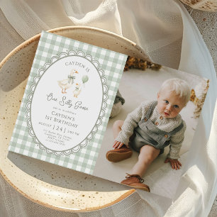 Invitation Une photo de 1er anniversaire de One Silly Goose G