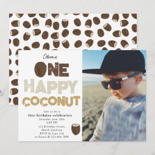 Invitation Une photo de 1er anniversaire d'été de Coconut heu