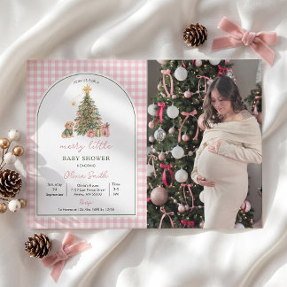 Invitation Une photo de Baby Shower avec un petit sapin de No