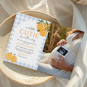 Invitation Une photo de bébé de douche de bébé orange cutie