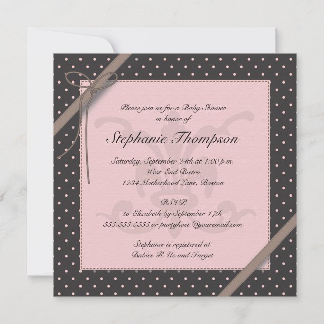Invitation Une princesse sur le baby shower de point de polka (Devant)