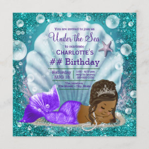 Invitation Une sirène afro-américaine en mer à l'anniversaire