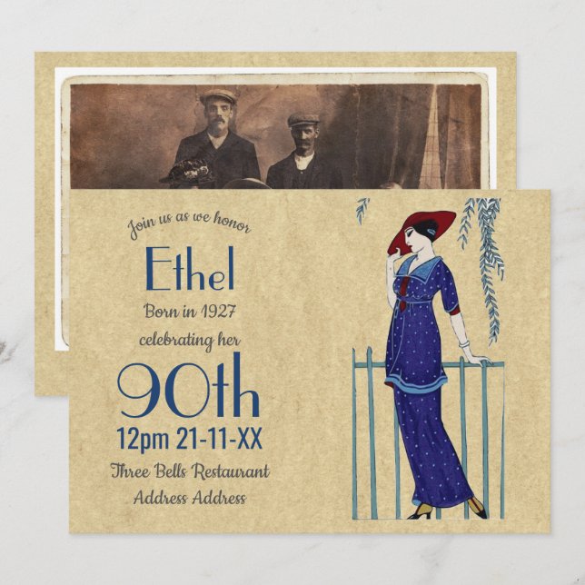 Invitation Une Soirée des Années folles, Gangster Flappo Deco (Devant / Derrière)