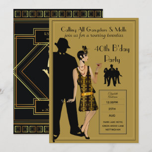 Invitation Une Soirée des Années folles, Gangster Flappo Deco