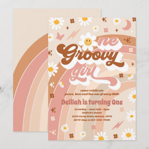 Invitation Une Super Fille Peace Love Party Rainbow Anniversa