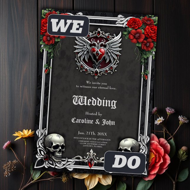 Invitation Une symbiose gothique, un hert élégant et des crân (Créateur téléchargé)