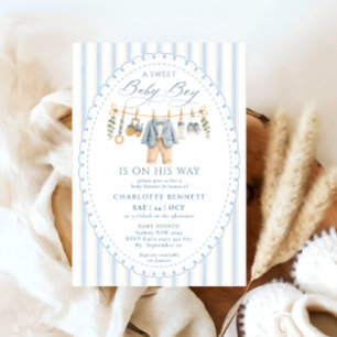 Invitation Une tenue pour un bébé garçon adorable Shower