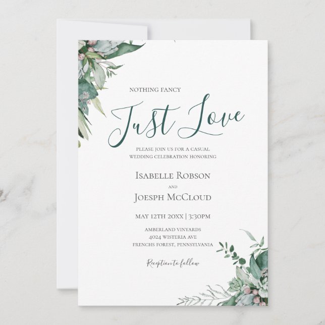 Invitation Une verdure succulente | Dark Green Just Love Mari (Devant)