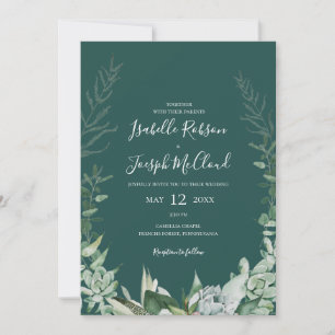 Invitation Une verdure succulente   Vert foncé Tout en un Mar