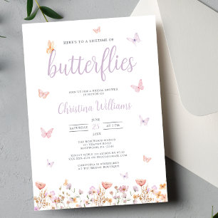 Invitation Une Vie De La Fête des mariées Des Papillons