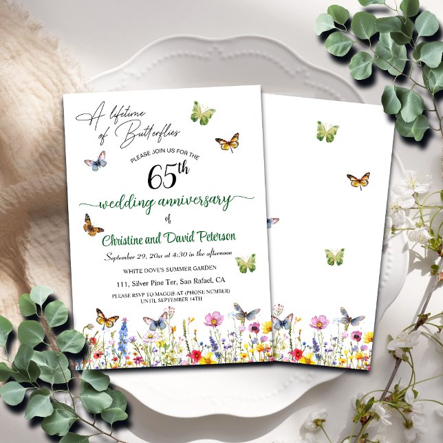 Invitation Une vie de papillons 65e anniversaire de Mariage (Créateur téléchargé)