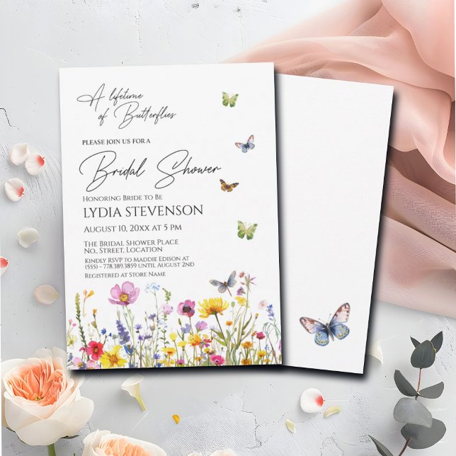 Invitation Une vie de papillons Fleur sauvage Fête des mariée (Créateur téléchargé)