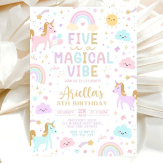 Invitation Unicorn 5e anniversaire Invitation, Five est une m