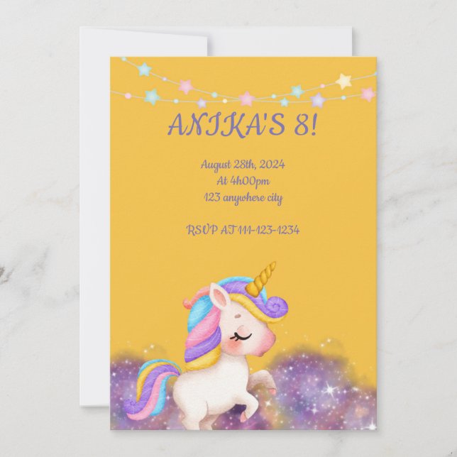 INVITATION UNICORN ANNIVERSAIRE (Devant)