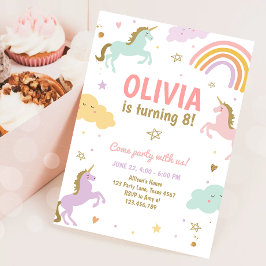 Invitation Unicorn Anniversaire Magique Arc-en-ciel Unicorn P