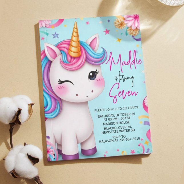Invitation Unicorn Anniversaire Modèle de l'invitation (Unicorn Birthday Party Invitation )