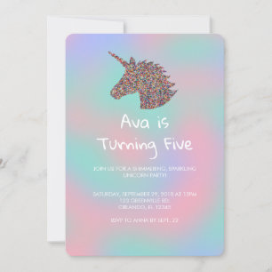 Invitation Unicorn Arc-en-ciel arrose l'invitation d'annivers