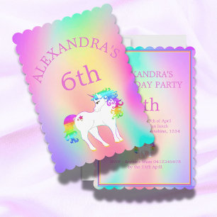 Invitation Unicorn arc-en-ciel Magique coloré mignon Annivers