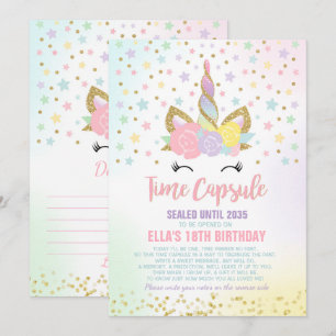 Invitation Unicorn Birthday Guestbook Time Capsule Avec Notes