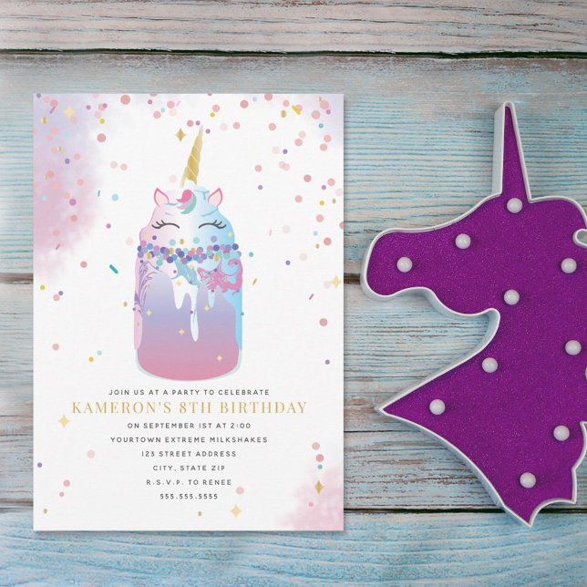 Invitation Unicorn Crazy Milkshake Girls Birthday Party (Créateur téléchargé)