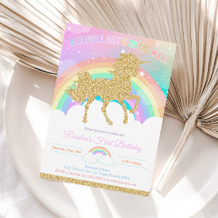 Invitation Unicorn et Rainbow Pastel Unicorn Anniversaire