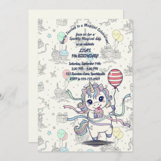 Invitation Unicorn Fête magique Anniversaire