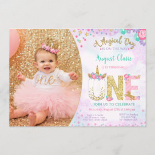 Invitation Unicorn Floral Magie 1er anniversaire