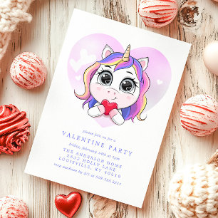 Invitation Unicorn Heart Cute Valentine's Day Party