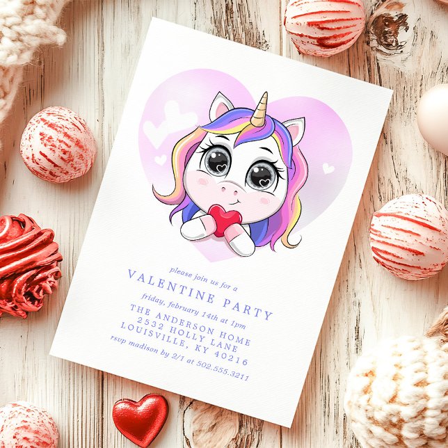 Invitation Unicorn Heart Cute Valentine's Day Party (Créateur téléchargé)