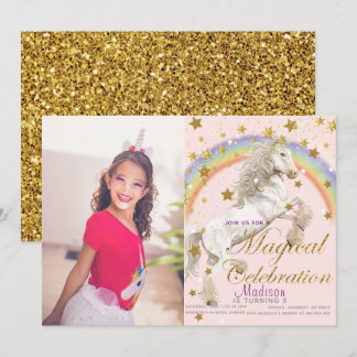 Invitation Unicorn Illustration Party Magique Anniversaire Ph