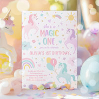Unicorn Magic One Pastel Rainbow 1er anniversaire