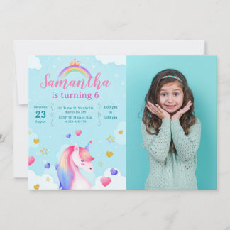 Invitation Unicorn Magical Girl Anniversaire