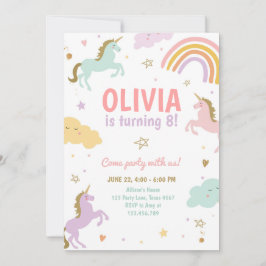 Invitation Unicorn Party Magique Rainbow Unicorn Anniversaire