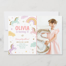 Invitation Unicorn Party Magique Rainbow Unicorn Anniversaire